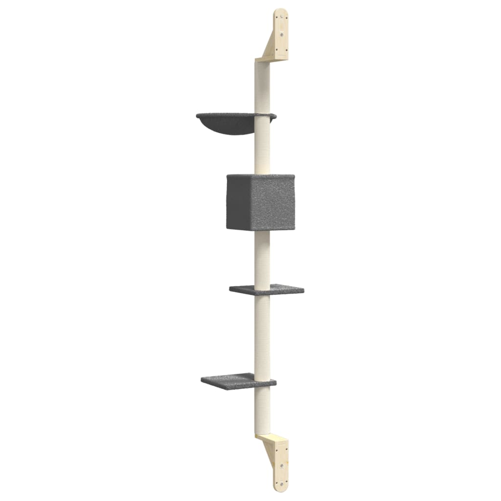 Kattenmeubel Wandgemonteerd Met Krabpaal 187 Cm Donkergrijs