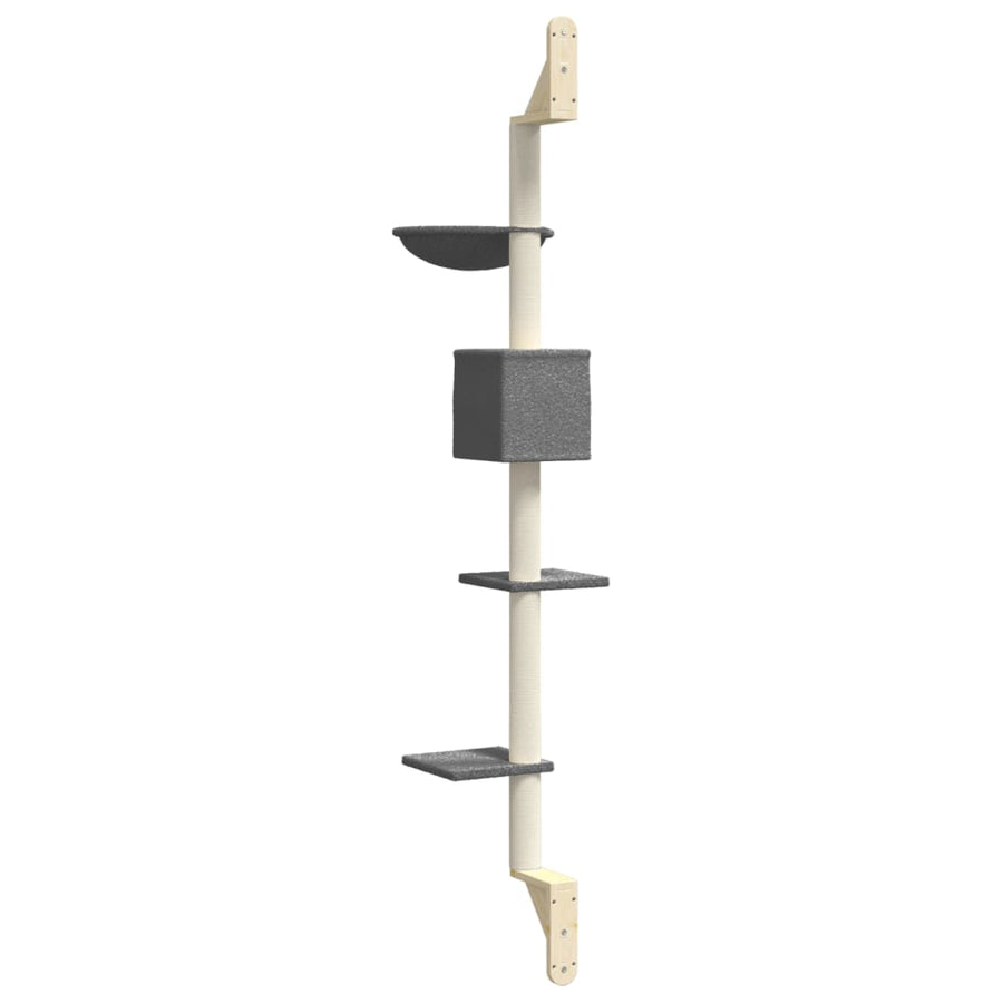 Kattenmeubel Wandgemonteerd Met Krabpaal 187 Cm Donkergrijs