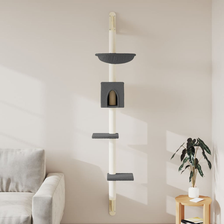 Kattenmeubel Wandgemonteerd Met Krabpaal 187 Cm Donkergrijs