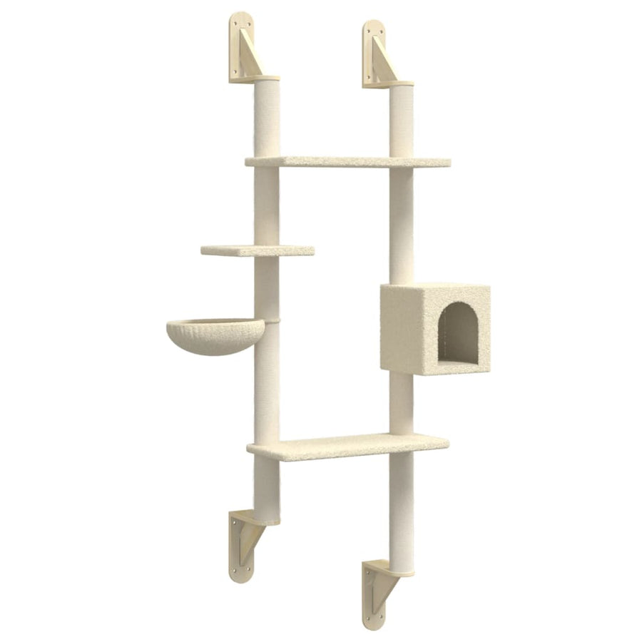 Kattenmeubel Wandgemonteerd Met Krabpaal 180 Cm Kleurig Crème