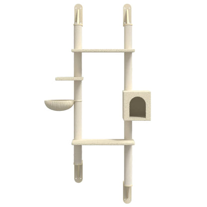 Kattenmeubel Wandgemonteerd Met Krabpaal 180 Cm Kleurig Crème