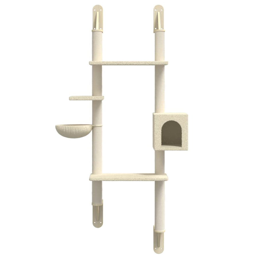 Kattenmeubel Wandgemonteerd Met Krabpaal 180 Cm Kleurig Crème
