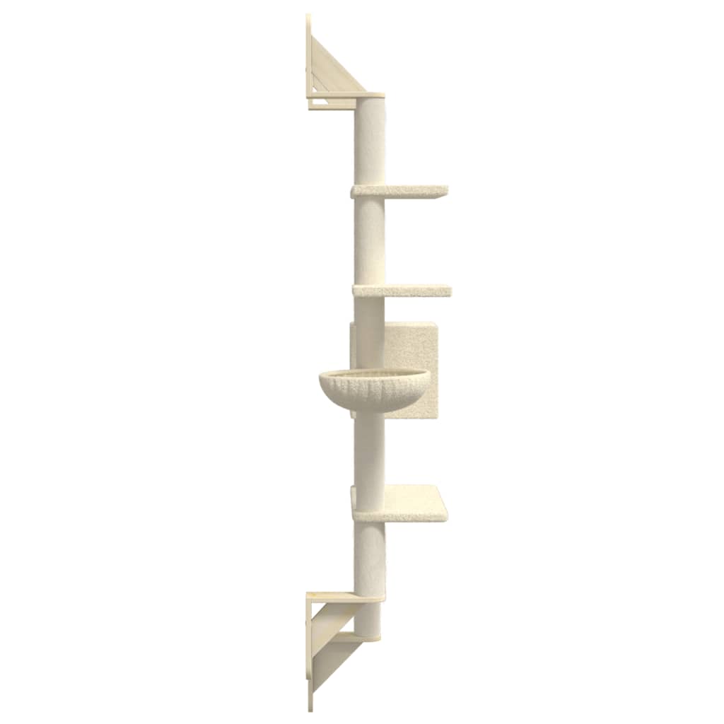 Kattenmeubel Wandgemonteerd Met Krabpaal 180 Cm Kleurig Crème
