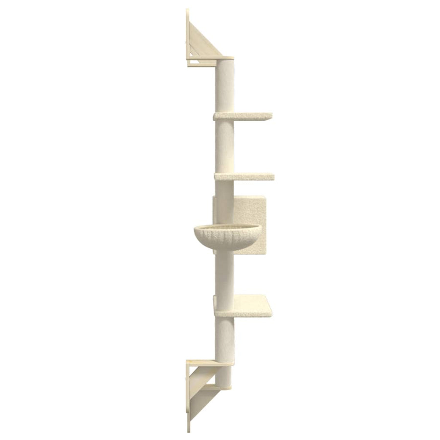 Kattenmeubel Wandgemonteerd Met Krabpaal 180 Cm Kleurig Crème