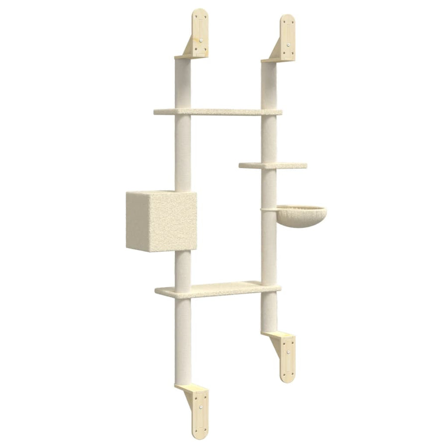 Kattenmeubel Wandgemonteerd Met Krabpaal 180 Cm Kleurig Crème