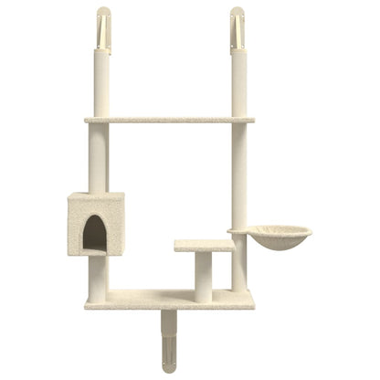 Kattenmeubel Wandgemonteerd Met Krabpaal 153 Cm Kleurig Crème