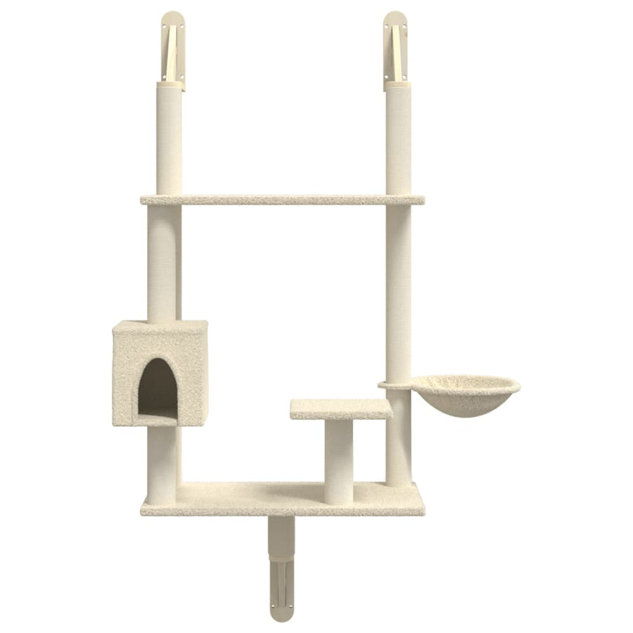 Kattenmeubel Wandgemonteerd Met Krabpaal 153 Cm Kleurig Crème