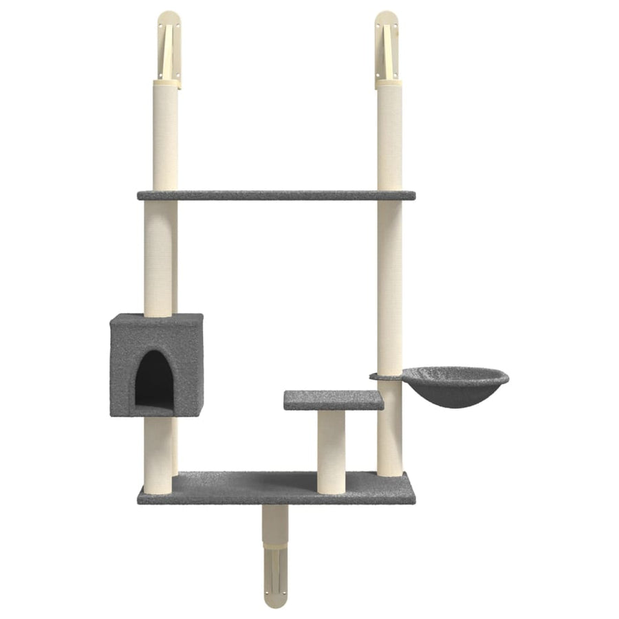 Kattenmeubel Wandgemonteerd Met Krabpaal 153 Cm Donkergrijs