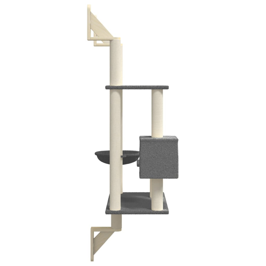 Kattenmeubel Wandgemonteerd Met Krabpaal 153 Cm Donkergrijs
