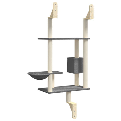Kattenmeubel Wandgemonteerd Met Krabpaal 153 Cm Donkergrijs