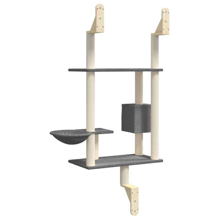 Kattenmeubel Wandgemonteerd Met Krabpaal 153 Cm Donkergrijs
