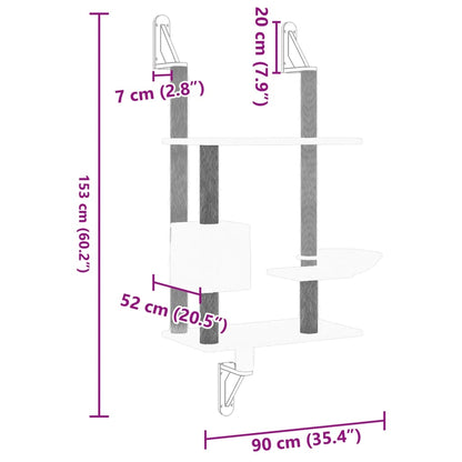 Kattenmeubel Wandgemonteerd Met Krabpaal 153 Cm Donkergrijs