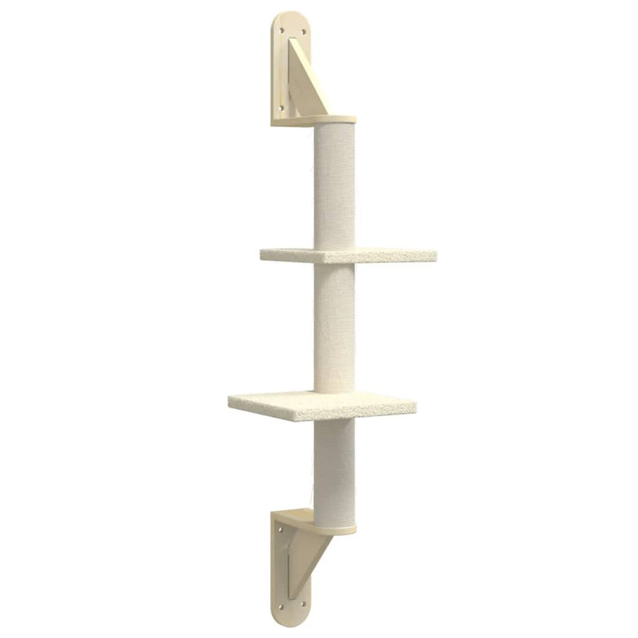 Kattenmeubel Wandgemonteerd Met Krabpaal 108 Cm Kleurig Crème