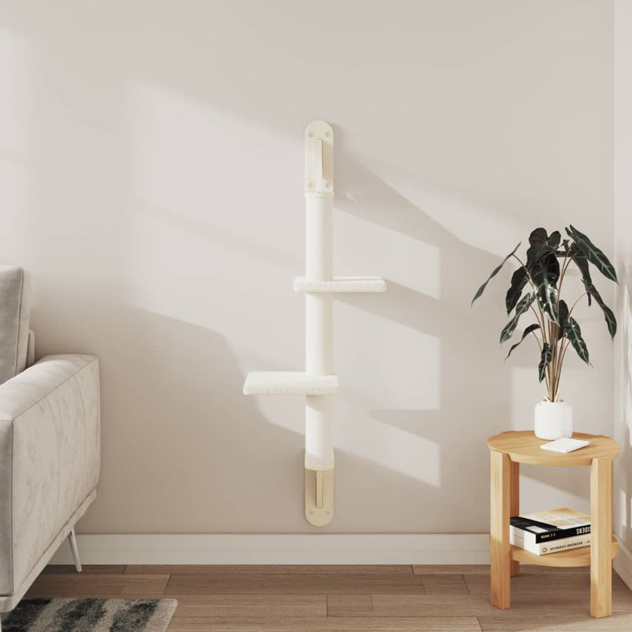 Kattenmeubel Wandgemonteerd Met Krabpaal 108 Cm Kleurig Crème