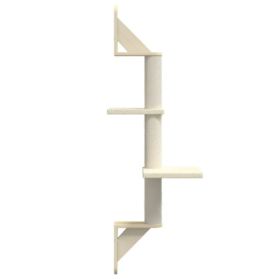 Kattenmeubel Wandgemonteerd Met Krabpaal 108 Cm Kleurig Crème