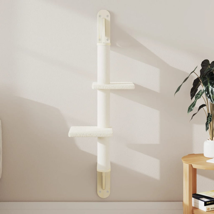 Kattenmeubel Wandgemonteerd Met Krabpaal 108 Cm Kleurig Crème