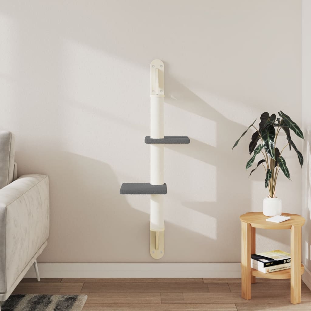 Kattenmeubel Wandgemonteerd Met Krabpaal 108 Cm Donkergrijs