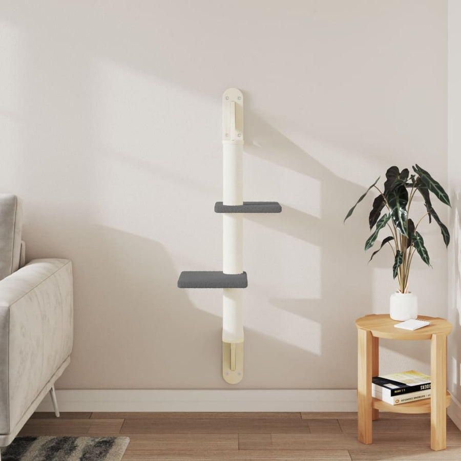 Kattenmeubel Wandgemonteerd Met Krabpaal 108 Cm Donkergrijs