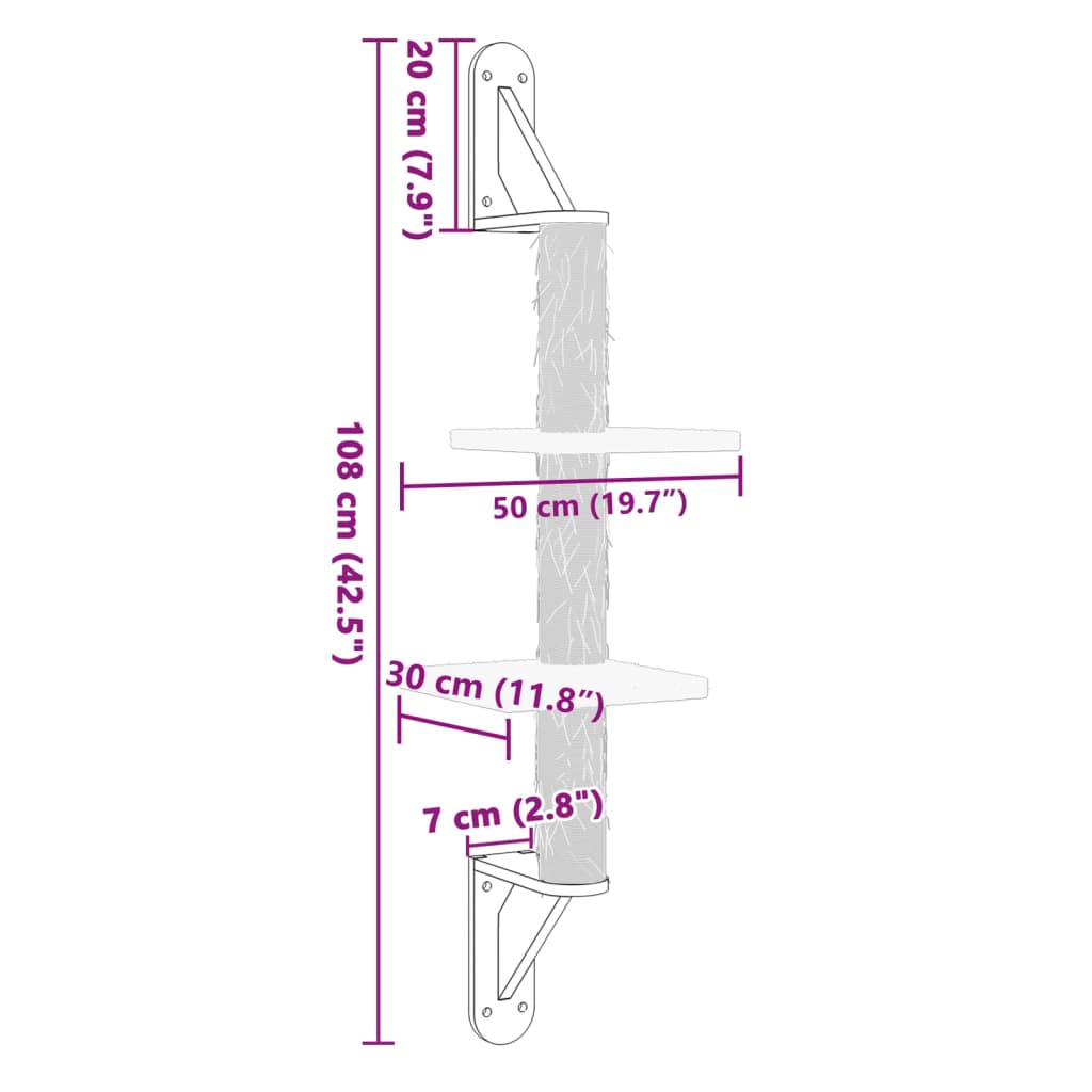 Kattenmeubel Wandgemonteerd Met Krabpaal 108 Cm Donkergrijs