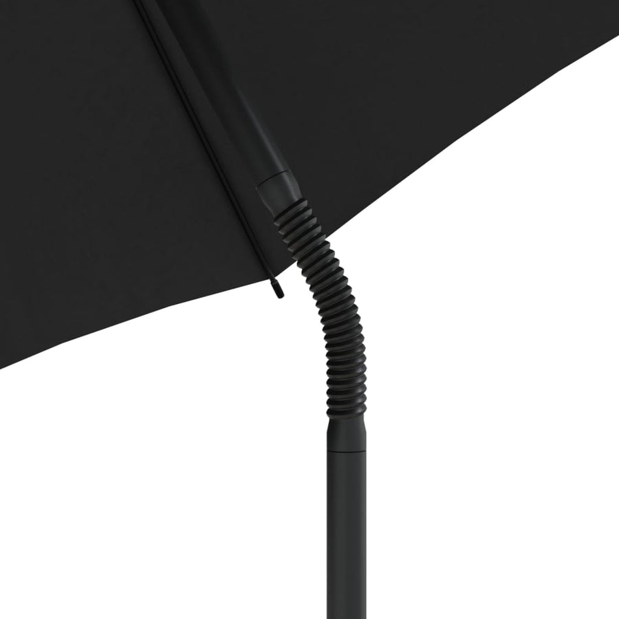 Tuinbank 2-zits met parasol en voetenbanken poly rattan zwart