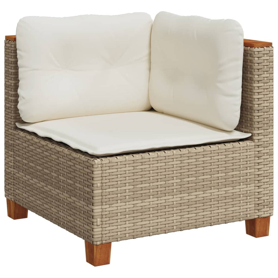 Tuinhoekbank met kussens poly rattan beige
