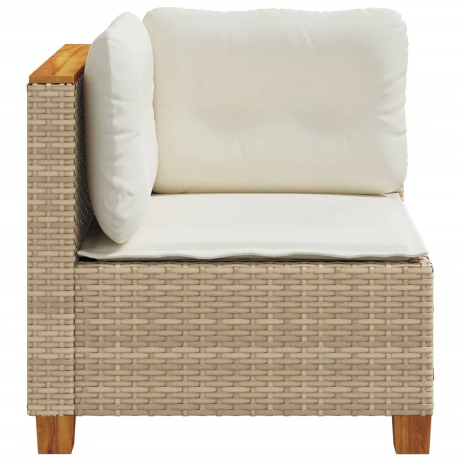 Tuinhoekbank met kussens poly rattan beige