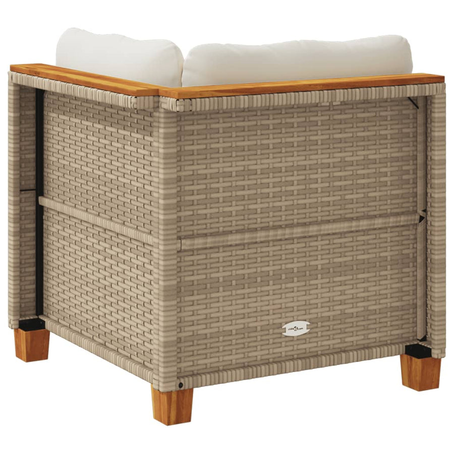 Tuinhoekbank met kussens poly rattan beige
