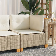 Tuinhoekbank poly rattan beige met kussens