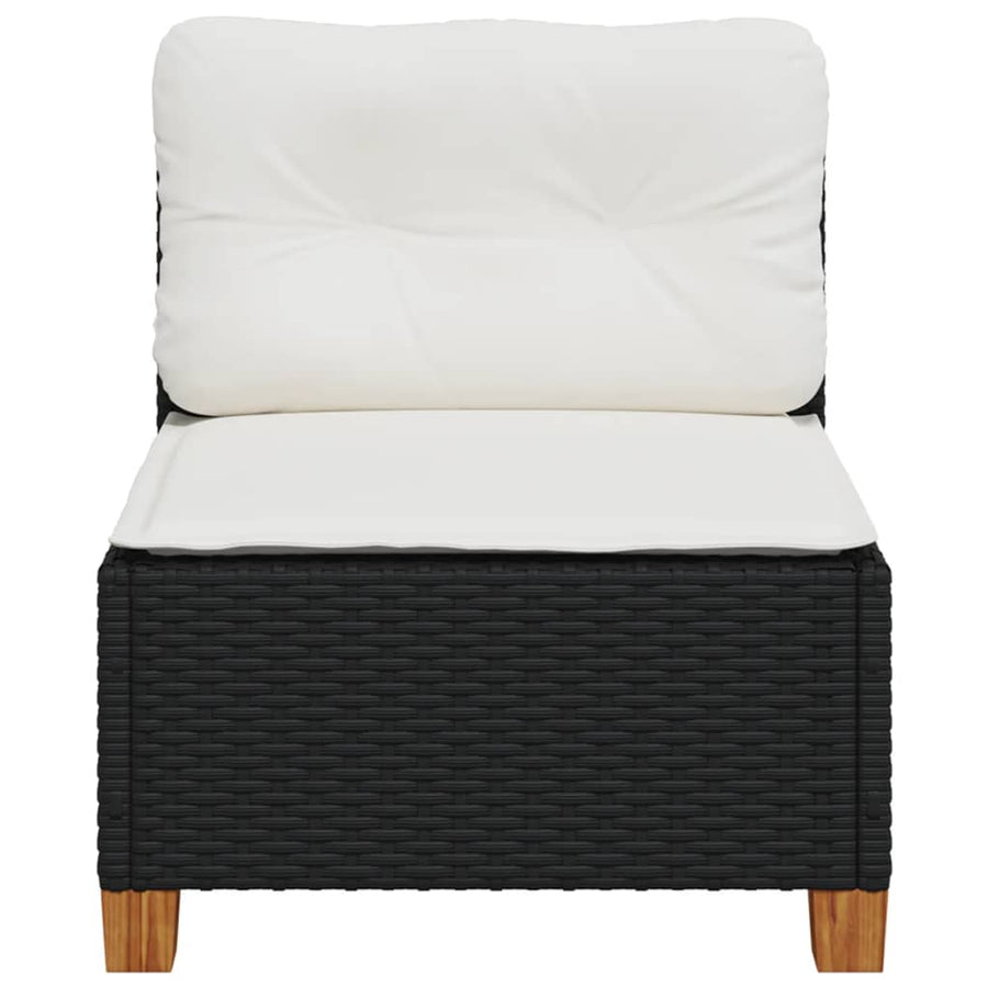 Tuinbank zonder armleuning met kussens poly rattan zwart