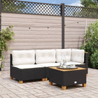 Garden Table 55x55x36 cm Poly Rattan and Acacia Wood Black