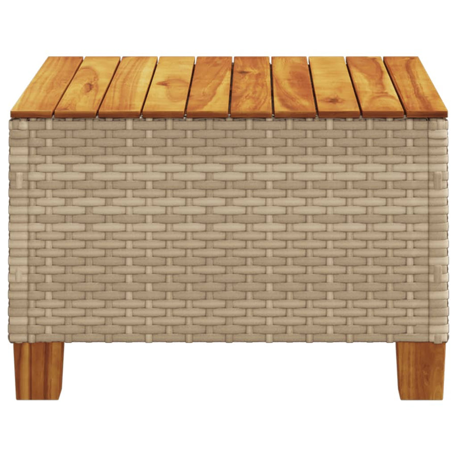 Tuintafel 55x55x36 cm poly rattan en acaciahout beige