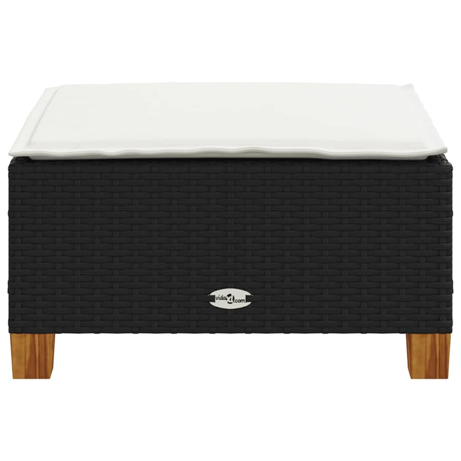 Tuinkruk met kussen 63,5x56x32 cm poly rattan zwart