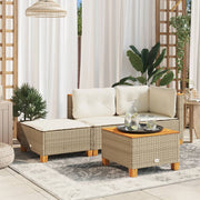 Tuinkruk poly rattan 63,5x56x32 cm beige met kussen