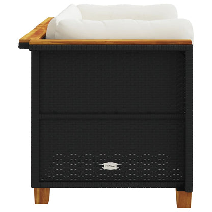 Tuinhoekbanken met kussens 2 st poly rattan zwart