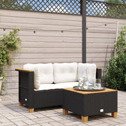 Tuinhoekbank 2 stuks poly rattan zwart