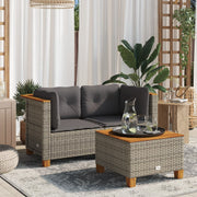Tuinhoekbank 2 stuks poly rattan grijs met kussens