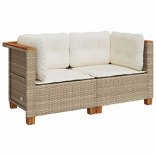 Tuinbanken 2 st met kussens poly rattan beige