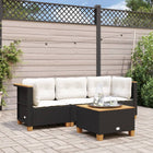 Garden Bench 3-seater with Cushions Poly Rattan Black