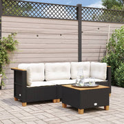 Garden Bench 3-seater with Cushions Poly Rattan Black