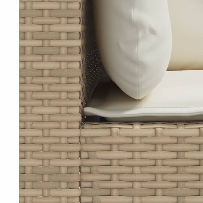 Tuinbank 3-zits met kussens poly rattan beige