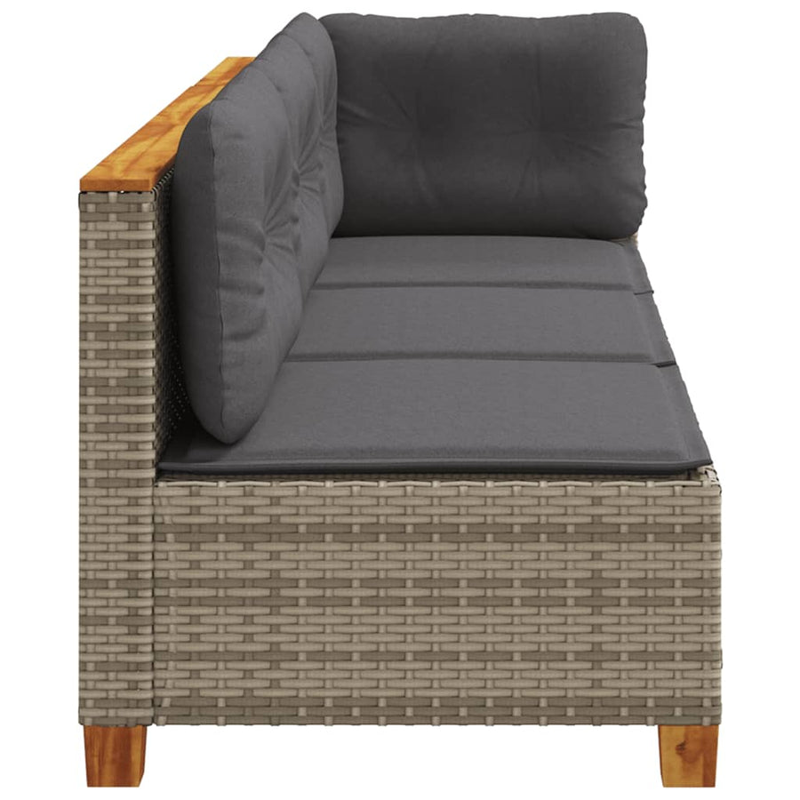 Tuinbank 3-zits met kussens poly rattan grijs