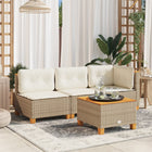 3-Seater Garden Bench with Cushions Poly Rattan Beige