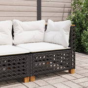 Tuinhoekbank poly rattan zwart met kussens