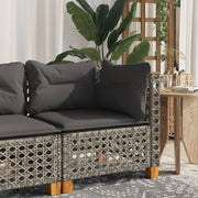 Tuinhoekbank poly rattan grijs met kussens