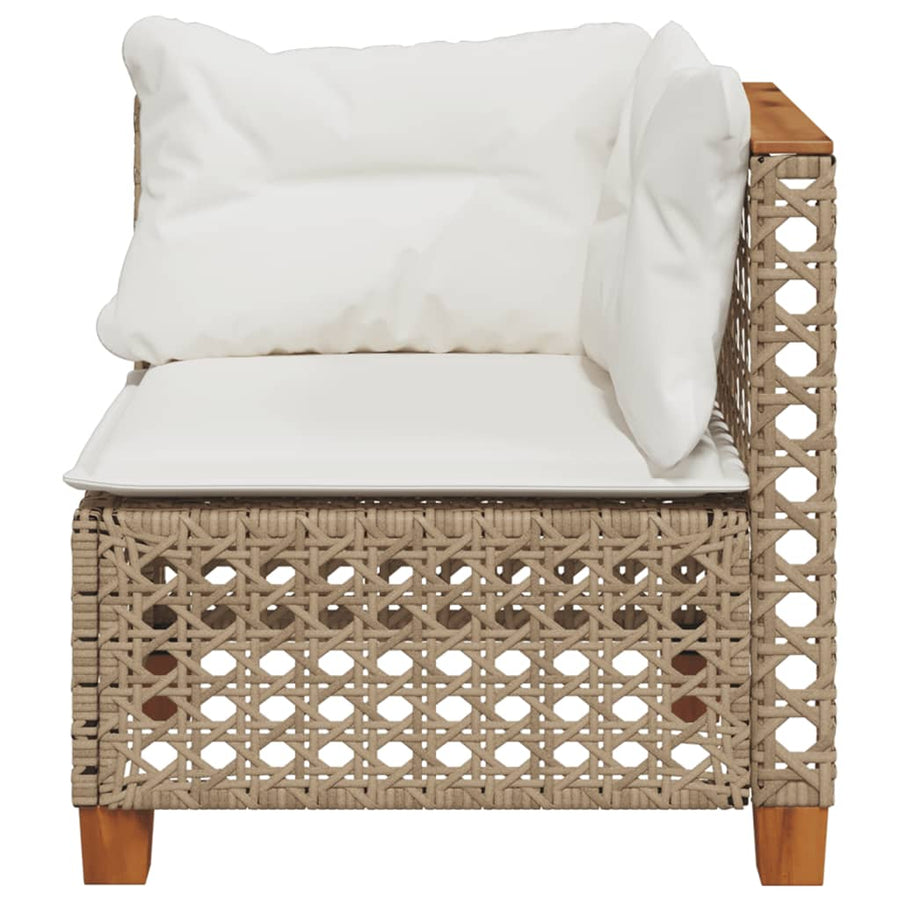 Tuinhoekbank Met Kussens Poly Rattan 1 Beige