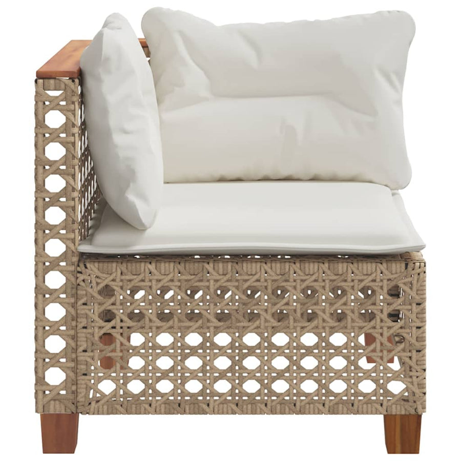 Tuinhoekbank Met Kussens Poly Rattan 1 Beige