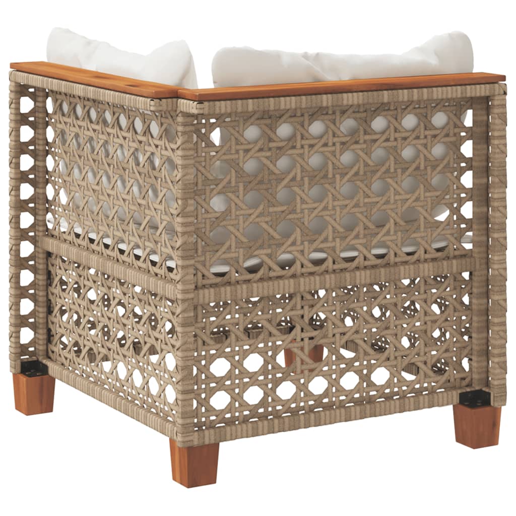 Tuinhoekbank Met Kussens Poly Rattan 1 Beige