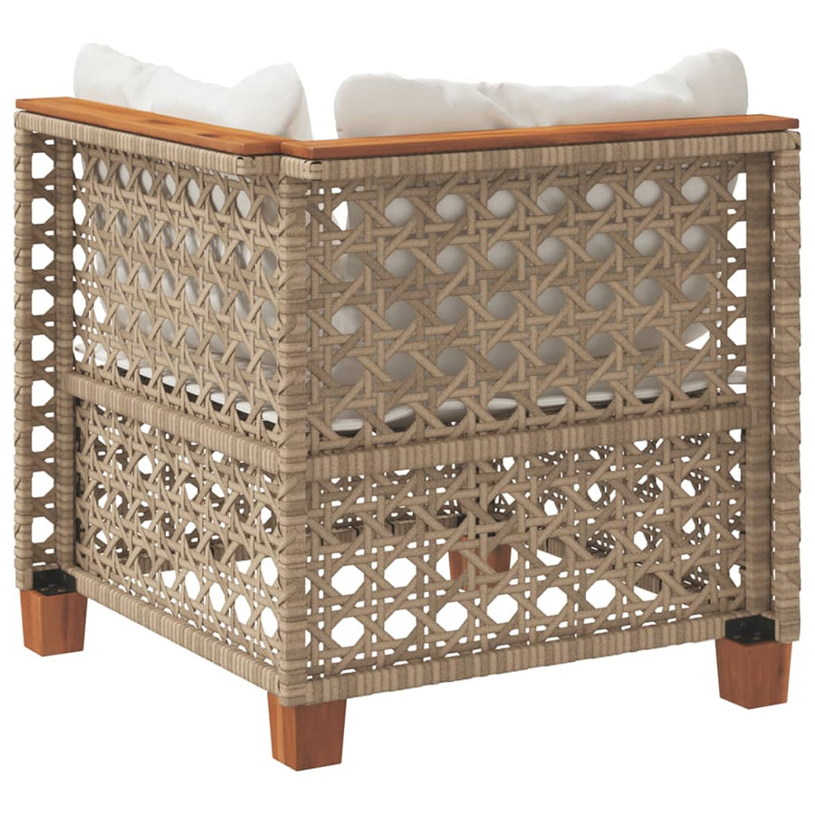 Tuinhoekbank Met Kussens Poly Rattan 1 Beige