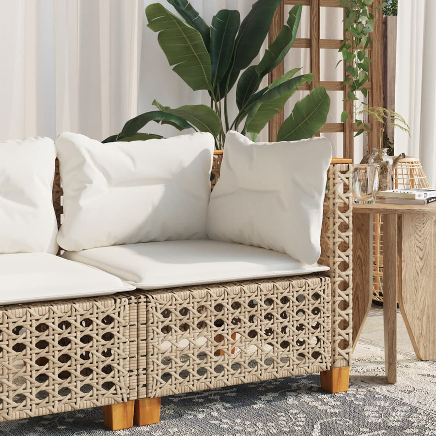 Tuinhoekbank Met Kussens Poly Rattan 1 Beige