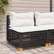Tuinbank poly rattan zwart met kussens